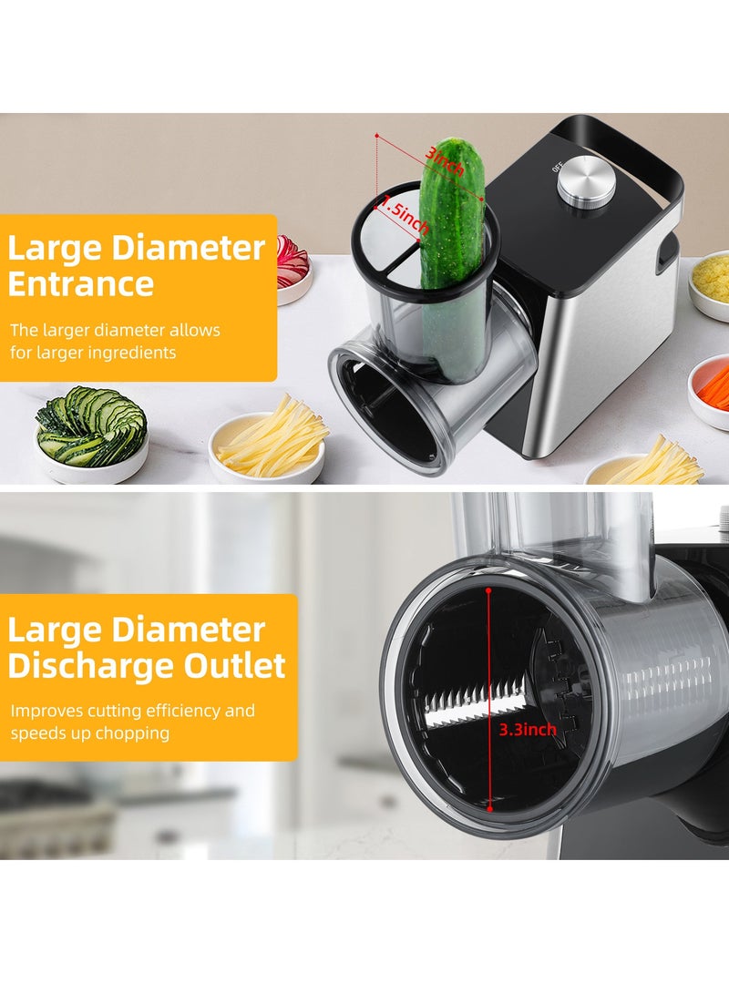 ET-LIFE 7 in 1 Professional Electric Cheese Grater and Slicer, 300W, for Vegetable, Block Cheese, Salad Maker, Shredded Carrot, Zucchini for Home Kitchen - Image 3